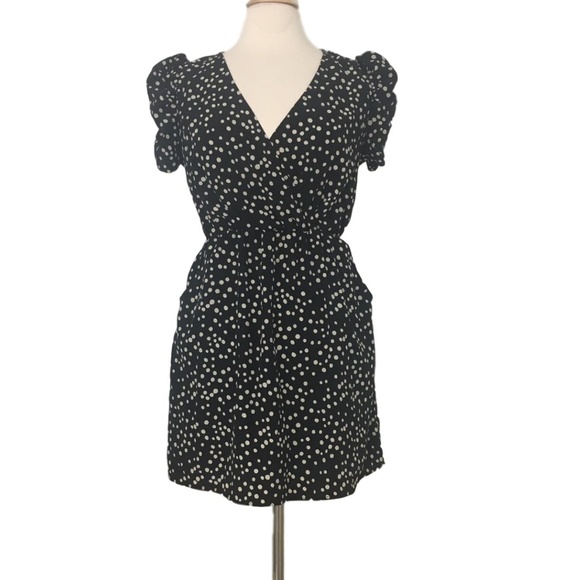 Xtaren Dresses & Skirts - Black And White POLKA DOT Mini Dress With POCKETS